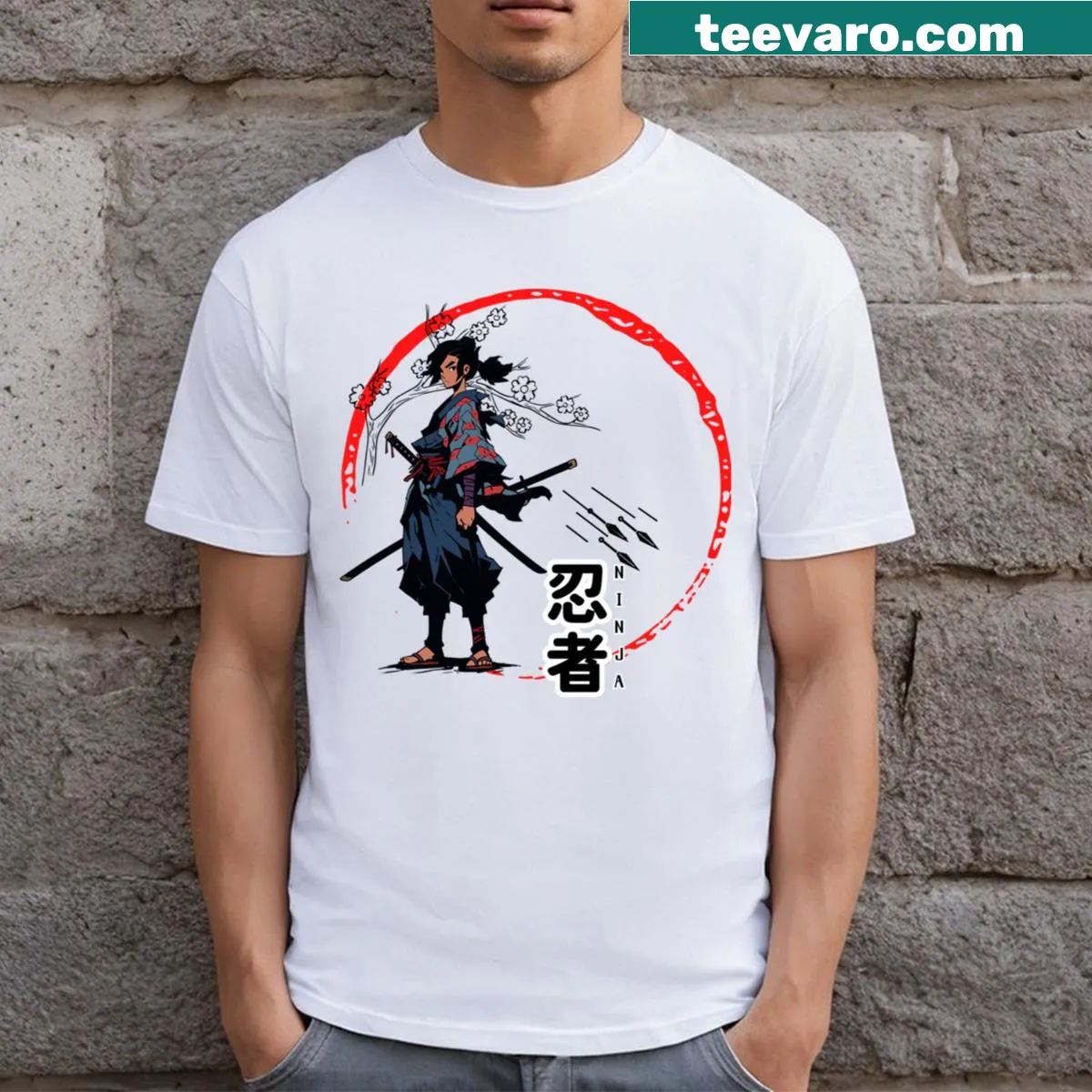 Playful ninja graphic t-shirt — on a men's t-shirt