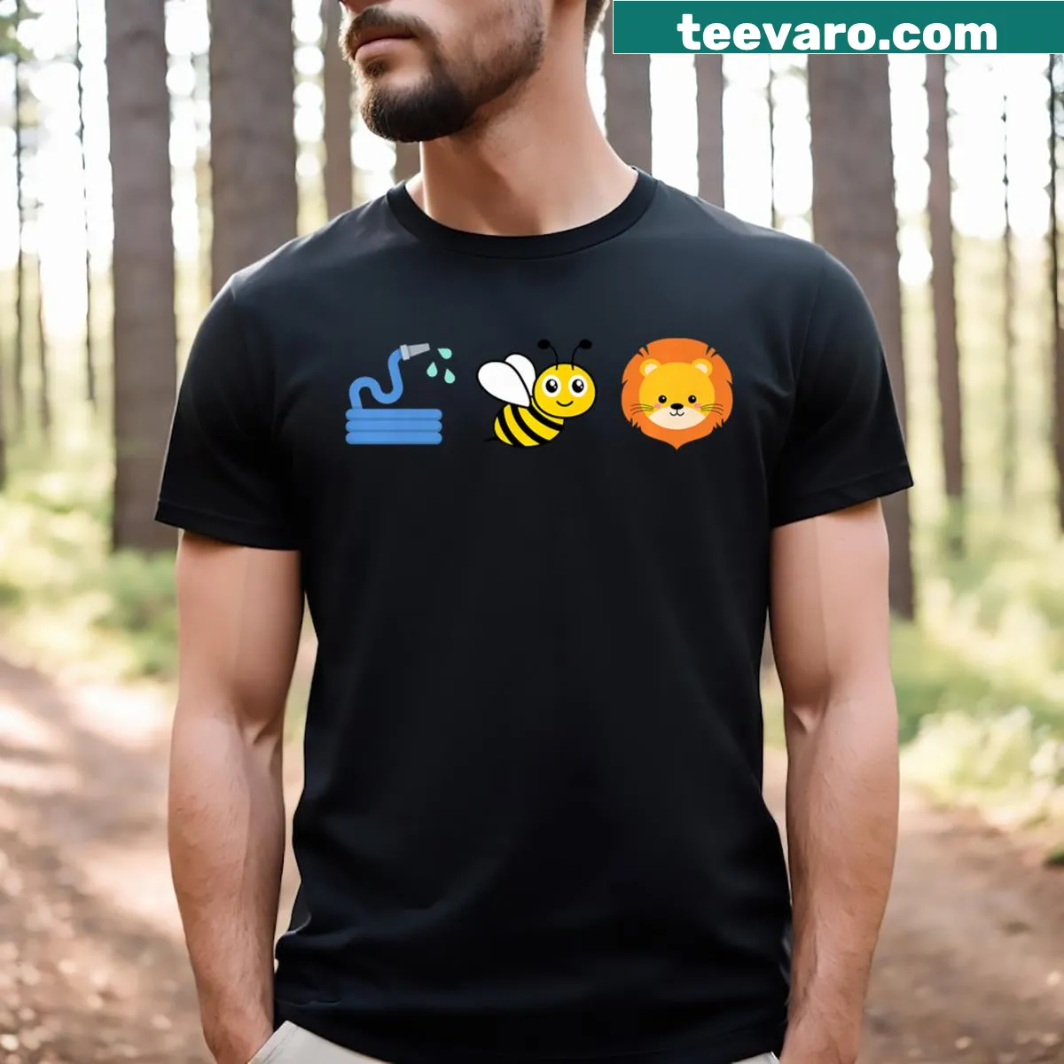 Hose Bee Lion meme t-shirt with humorous text — on a men's t-shirt
