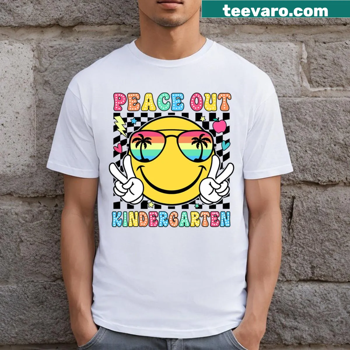 Retro-style graduation t-shirt for kindergarten celebration — on a men's t-shirt