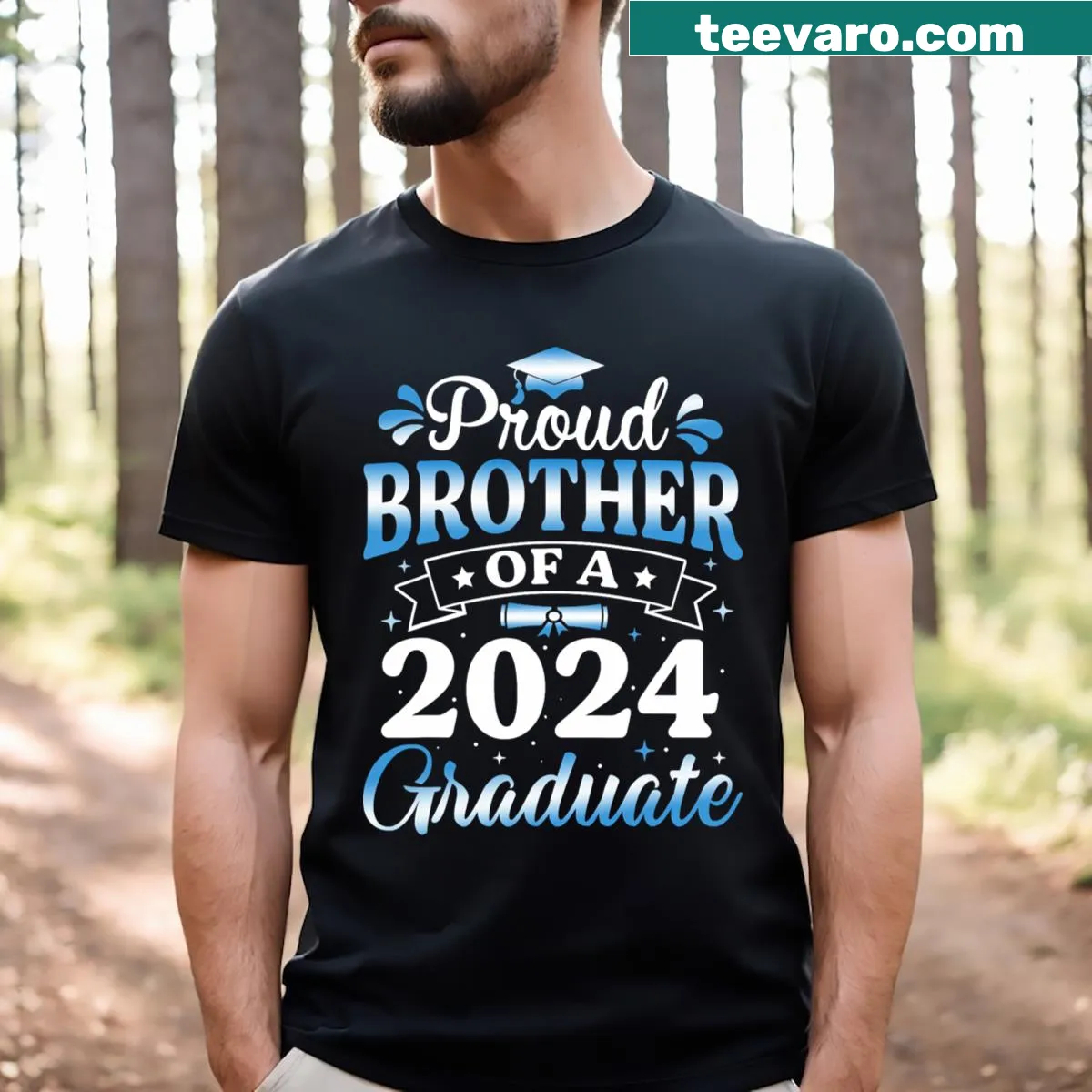 Proud Brother Of A 2024 Graduate T-shirt with bold text — on a men's t-shirt