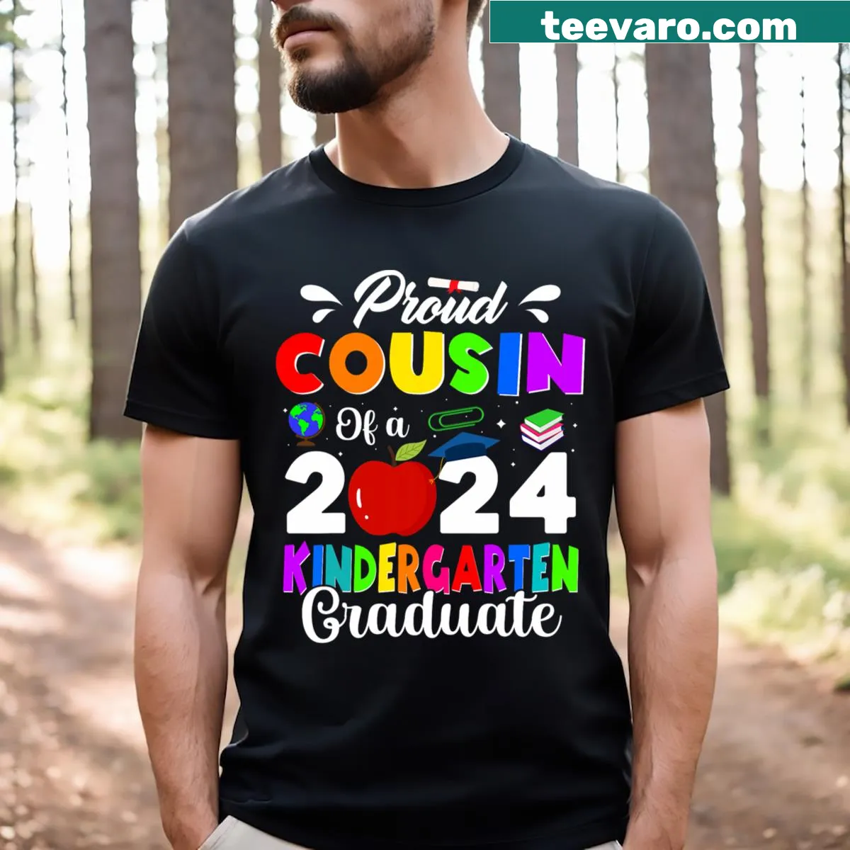 Kids T-shirt for Proud Cousin of 2024 Kindergarten Graduate — on a men's t-shirt