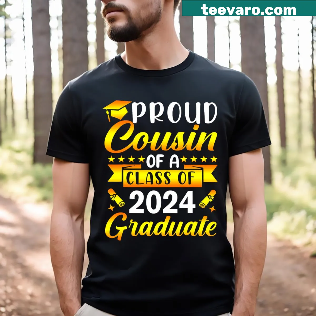 Proud Cousin shirt for Class of 2024 Graduate — on a men's t-shirt