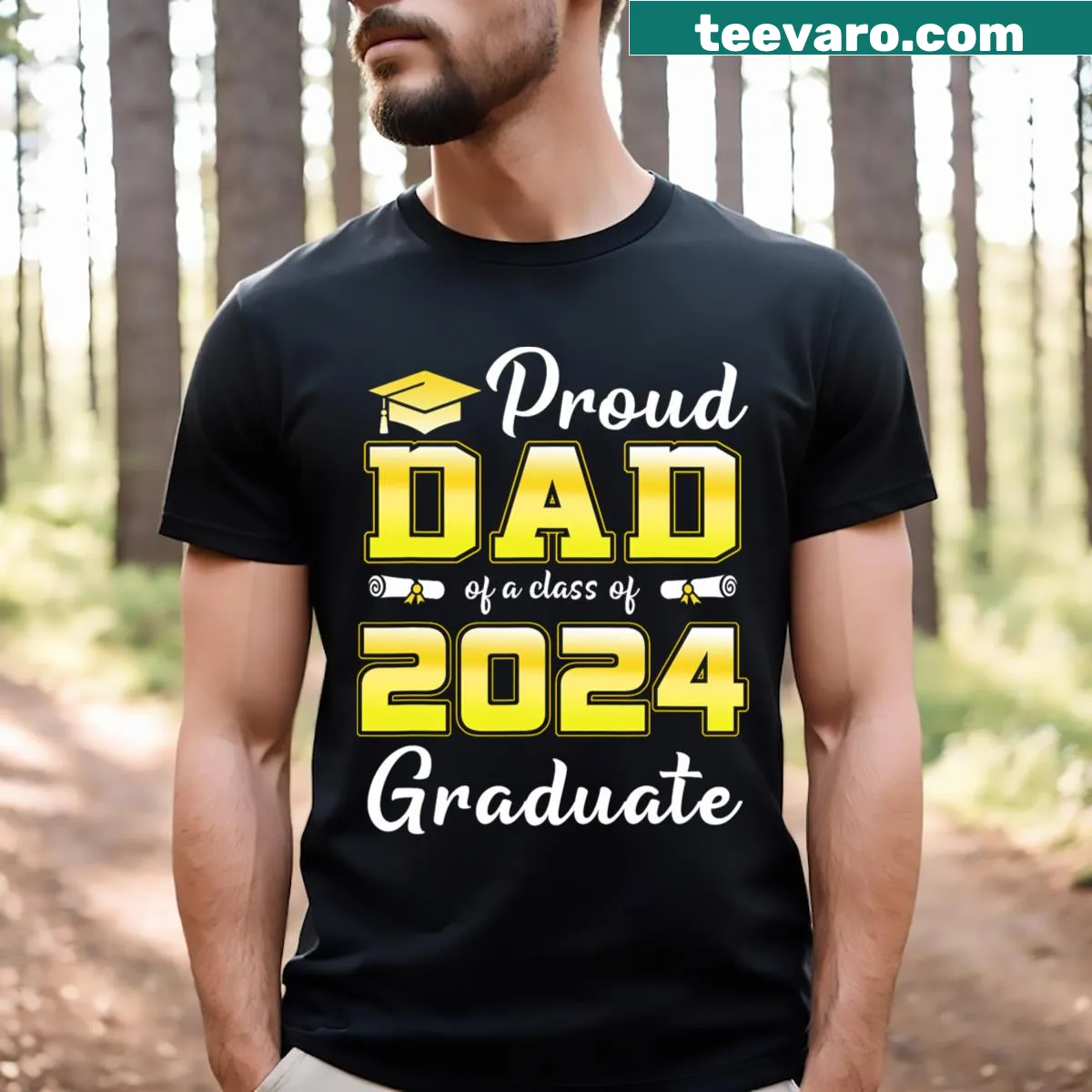 Proud Dad shirt celebrating Class of 2024 Graduate — on a men's t-shirt