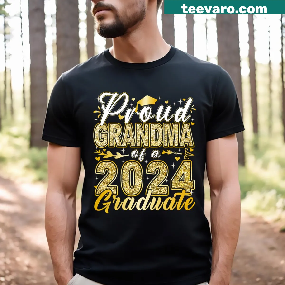 Proud Grandma shirt for 2024 Graduate — on a men's t-shirt