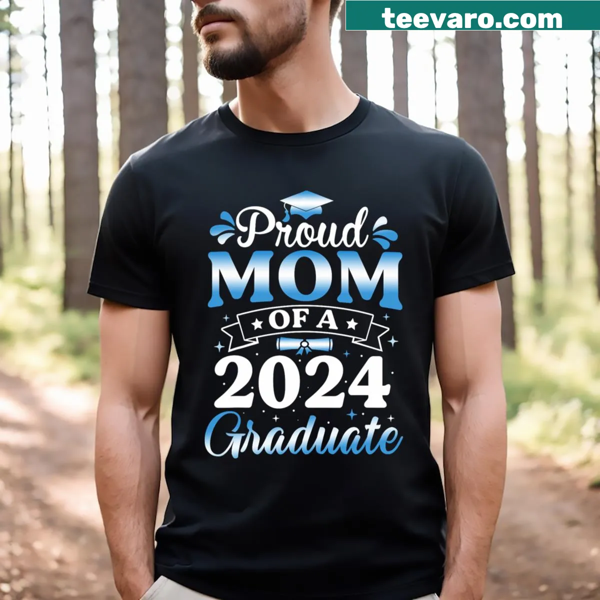 Proud Mom Of A 2024 Graduate T-shirt with proud graphics — on a men's t-shirt