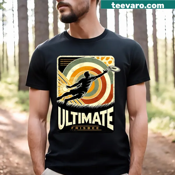 Vintage-style Ultimate Frisbee Player T-shirt with flying disc graphic