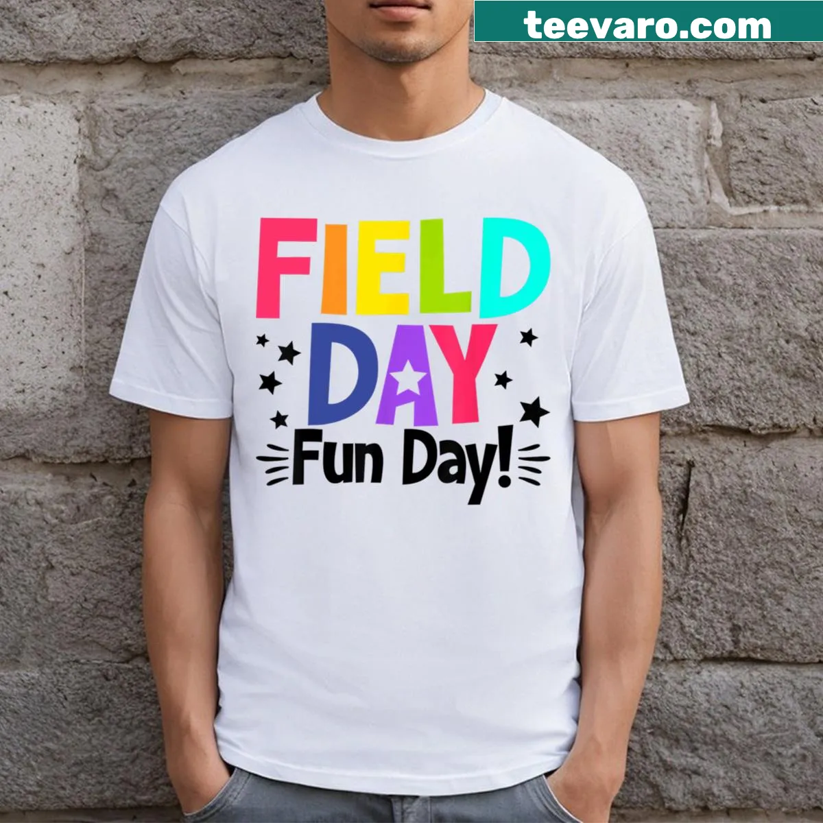 Funny teacher T-shirt for School Field Day with playful graphics — on a men's t-shirt