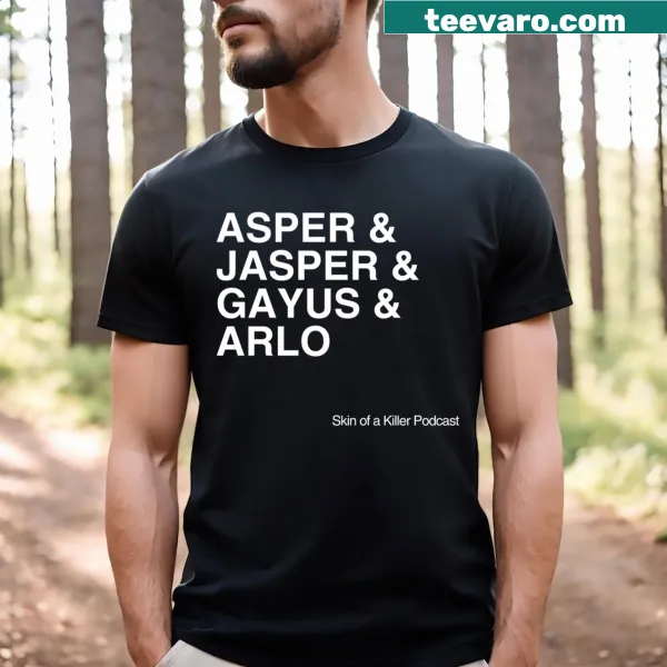 Dynamic Skin Of A Killer podcast t-shirt with bold typography