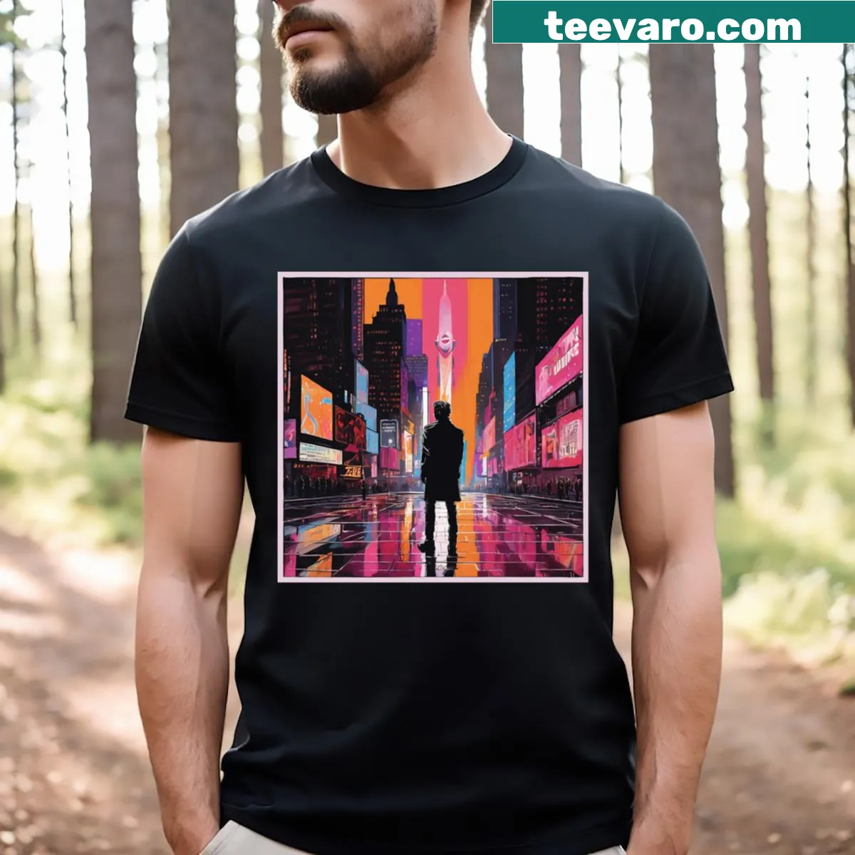 Contemporary T-shirt with 'Timed Squared' graphic design — on a men's t-shirt