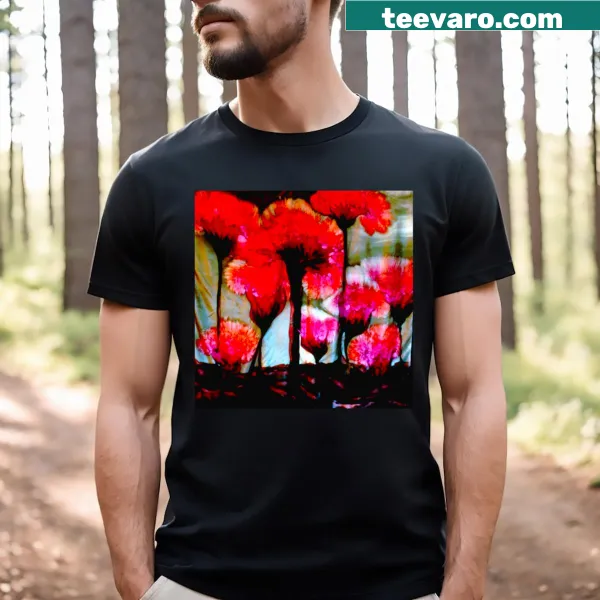 Artistic T-shirt with a floral design symbolizing pain and beauty