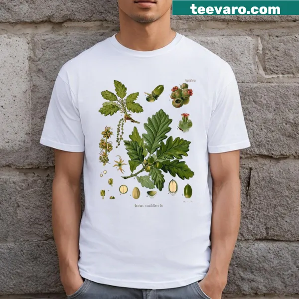 Illustration of acorn anatomy on T-shirt