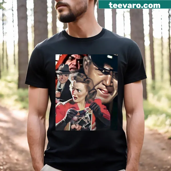 Film Noir themed graphic on T-shirt