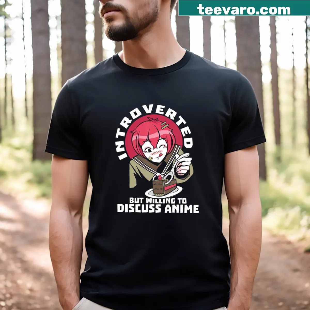 Anime aesthetic introverted t-shirt with a clever text design — on a men's t-shirt
