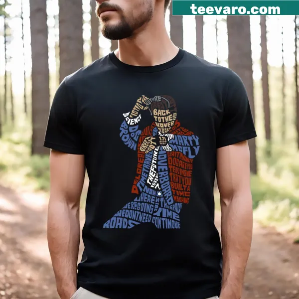 Artistic T-shirt featuring a hoverboard calligram design
