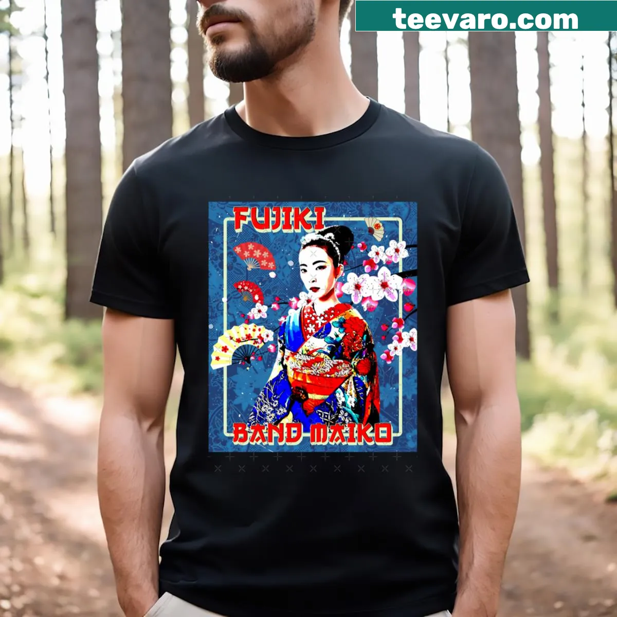 Stylish Band Maiko Fujiki T-shirt featuring an artistic illustration. — on a men's t-shirt