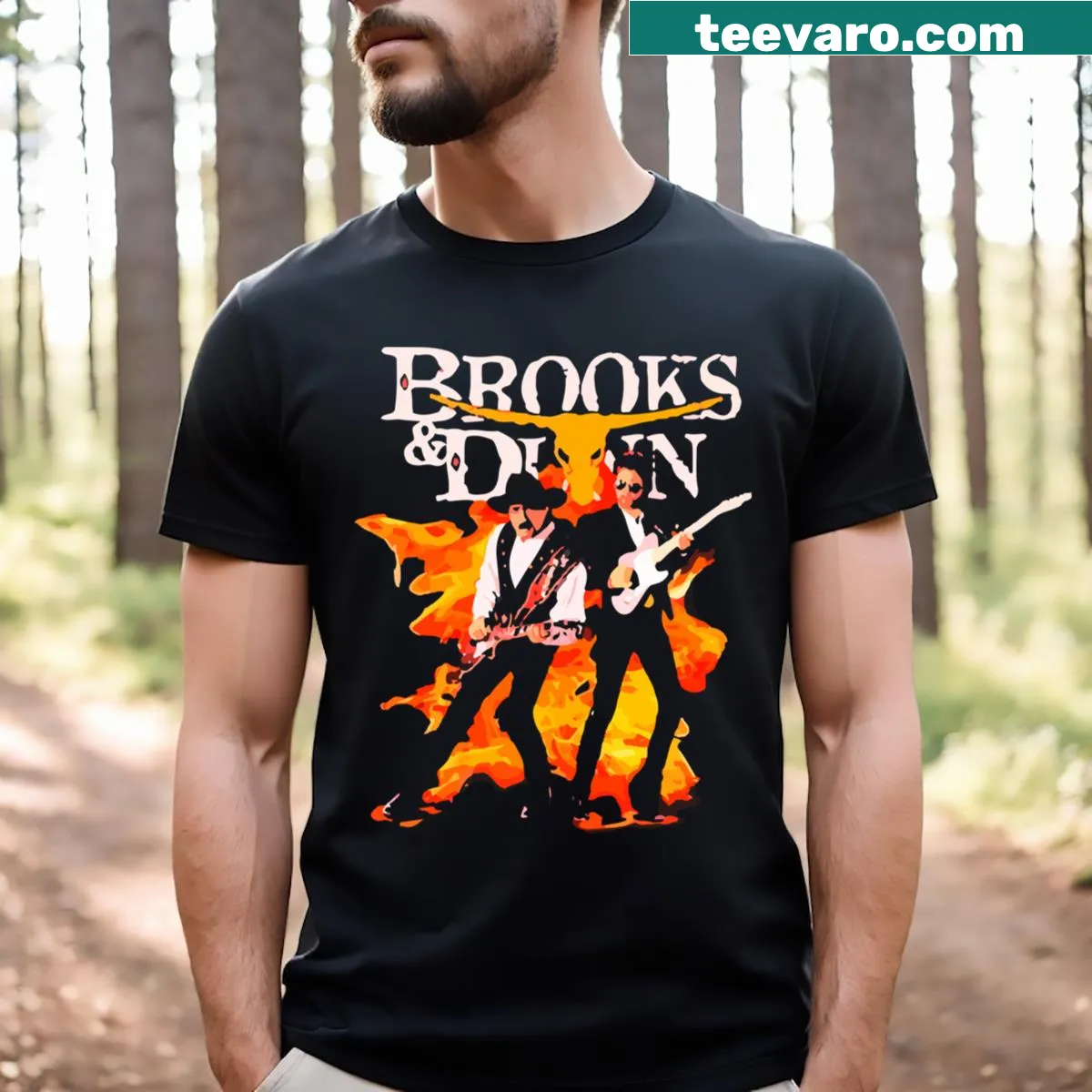 T-shirt featuring Brooks and Dunn country music design — on a men's t-shirt