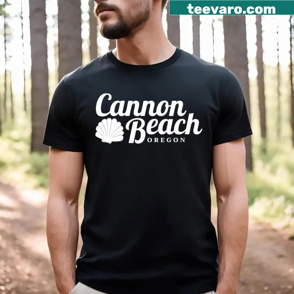Vintage design featuring seashells on a Cannon Beach T-shirt