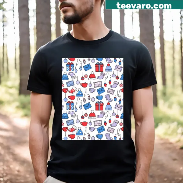 Vintage-style Christmas pattern graphic t-shirt