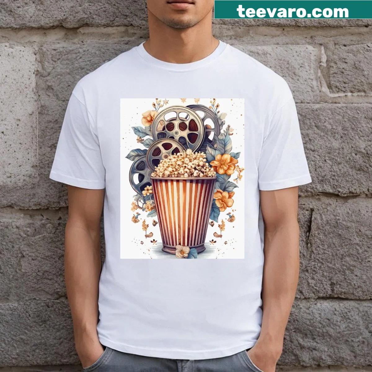Vintage movie theater graphic on a nostalgic T-shirt — on a men's t-shirt