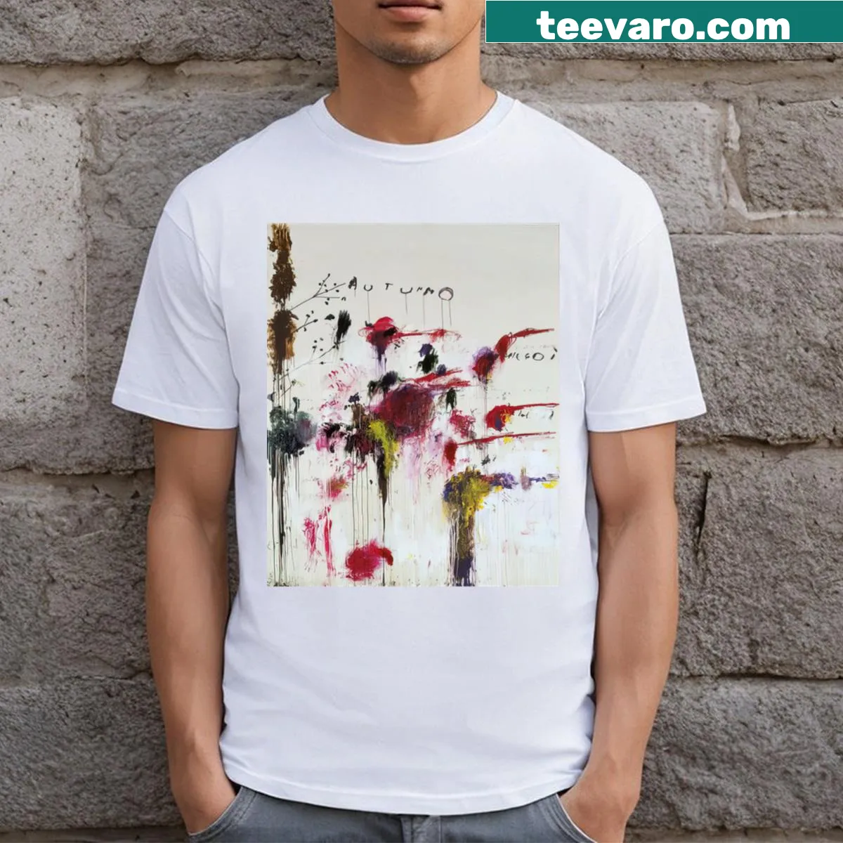 T-shirt inspired by the abstract expressionist Cy Twombly — on a men's t-shirt