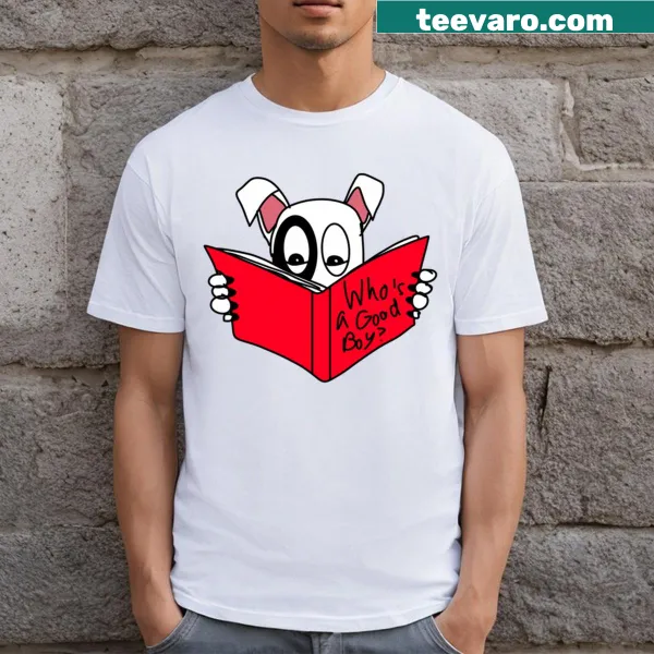 Dog-themed T-shirt with graphic of a dog book and fun text