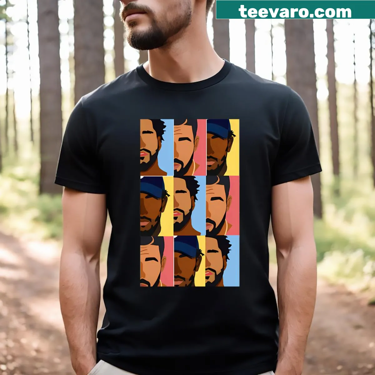 T-shirt featuring the names of Drake, Kendrick Lamar, and J Cole — on a men's t-shirt