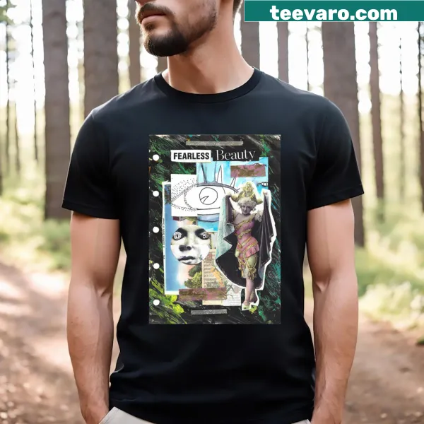 Collage design highlighting beauty and empowerment on a t-shirt