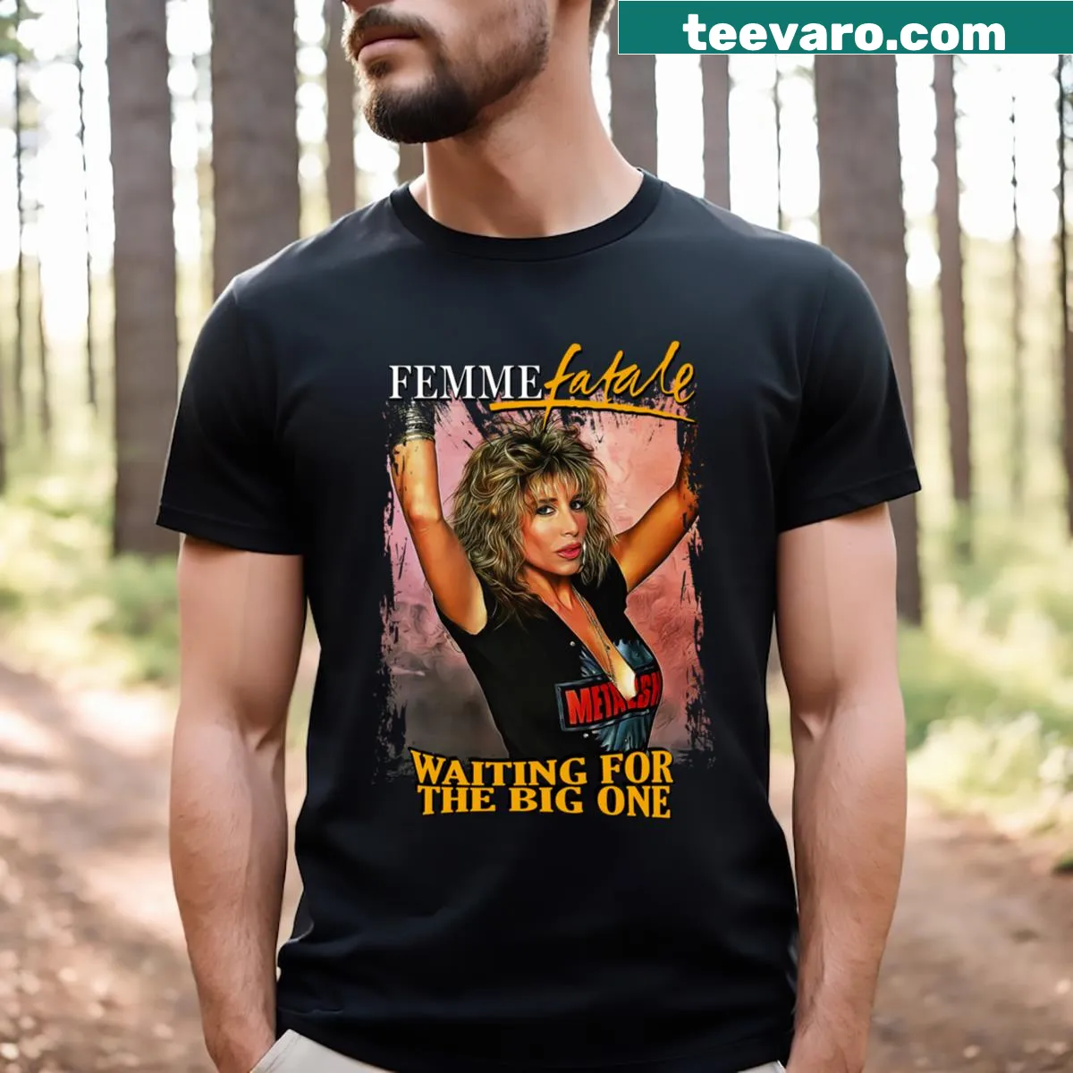 Vintage Femme Fatale band t-shirt with classic design — on a men's t-shirt
