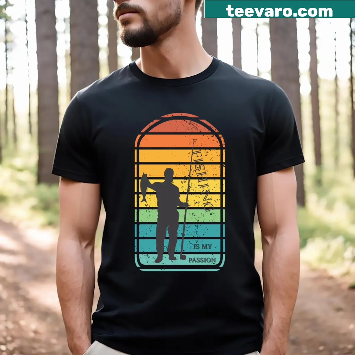 Fishing Is My Passion T-shirt with bold text — on a men's t-shirt