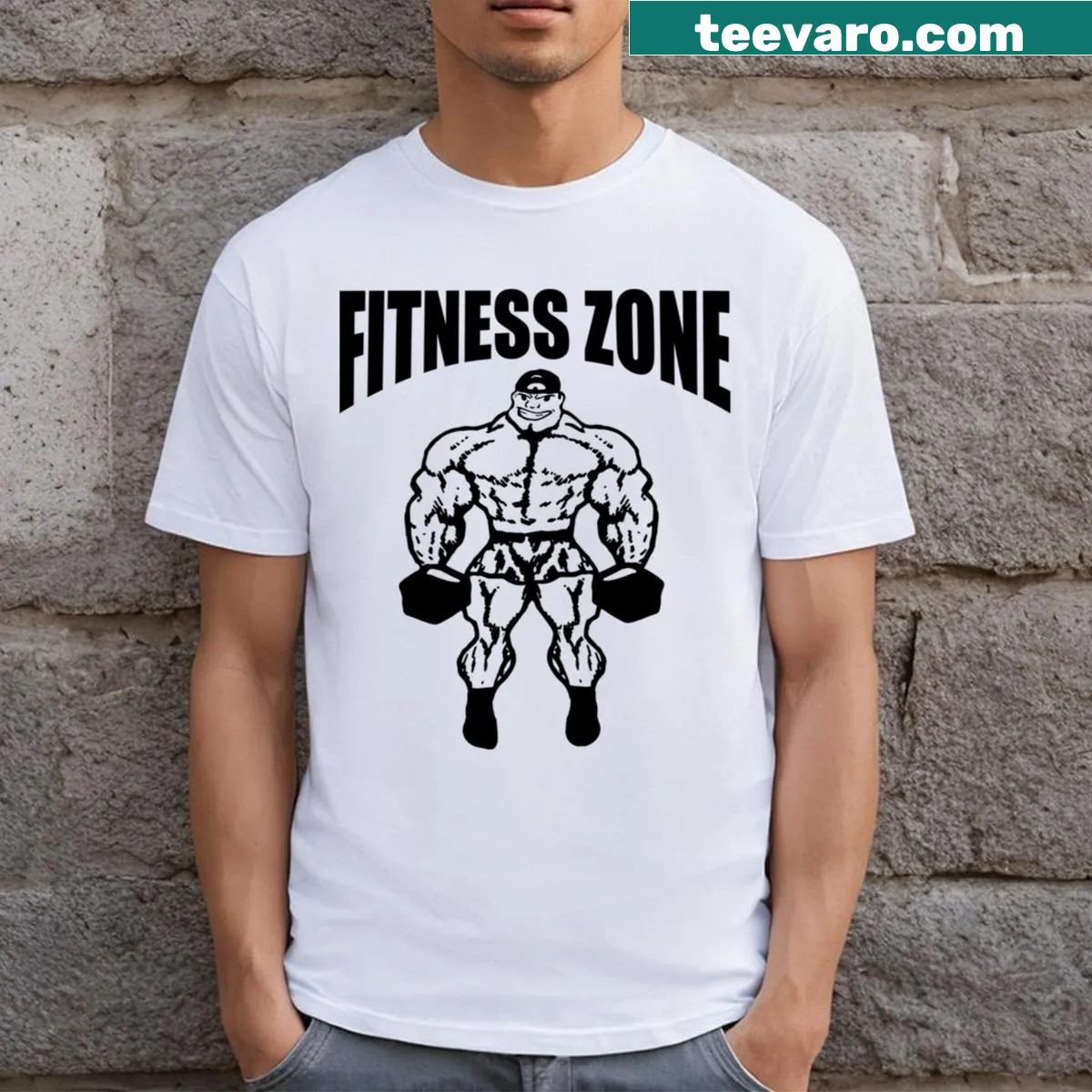 Fitness Zone T-shirt with motivational text — on a men's t-shirt
