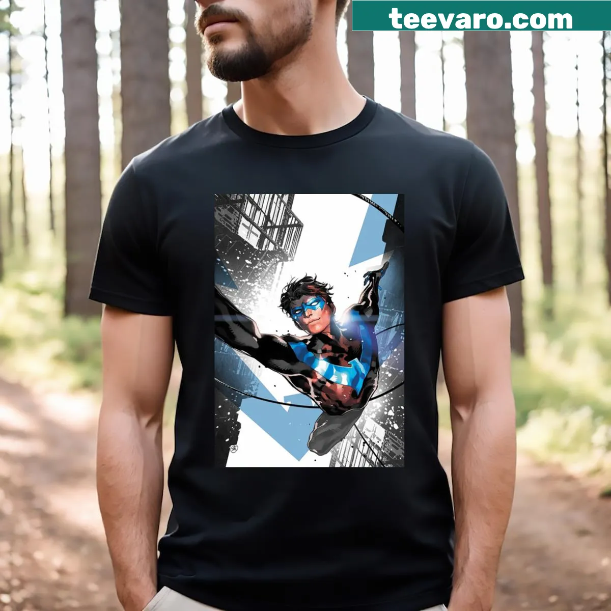 Illustrative T-shirt with 'Fly To The Sky' design evoking freedom — on a men's t-shirt