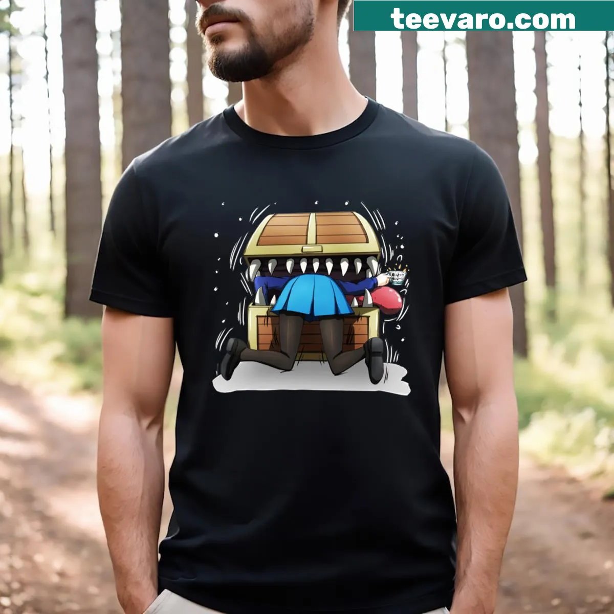Graphic T-shirt featuring Frieren from the anime 'Frieren: Beyond Journey's End.' — on a men's t-shirt
