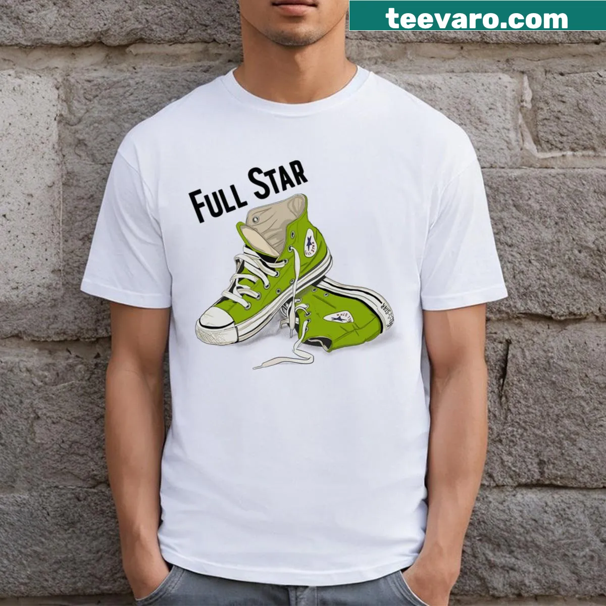 Bold T-shirt featuring a minimalist full star graphic. — on a men's t-shirt