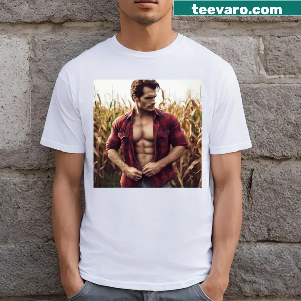 Playful T-shirt featuring the phrase 'Henry Cavill Handsome' in typography