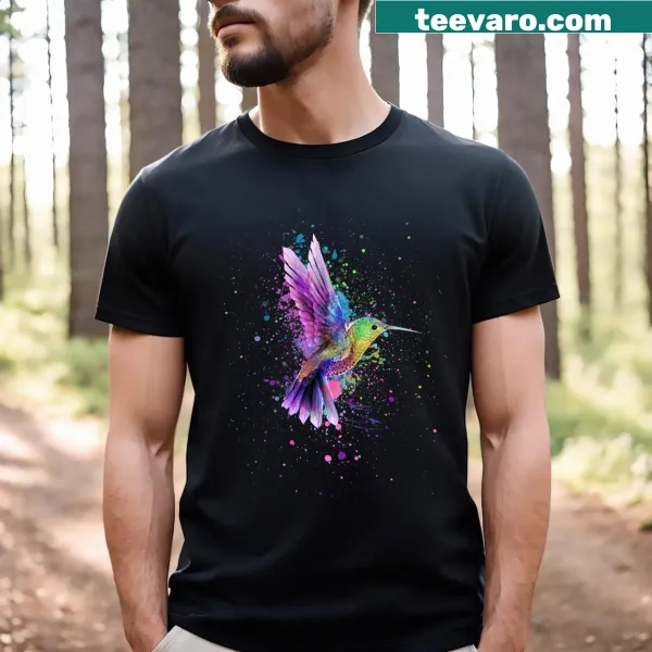Watercolor hummingbird art t-shirt design