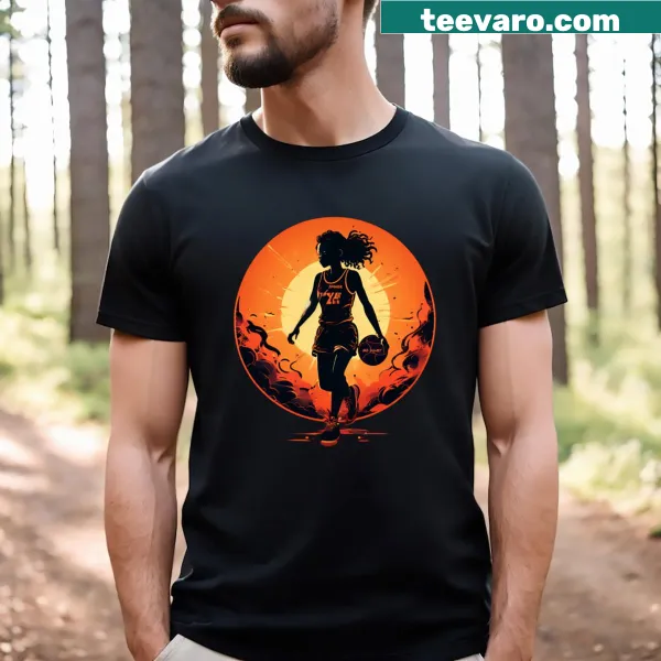Basketball silhouette graphic on a sporty t-shirt