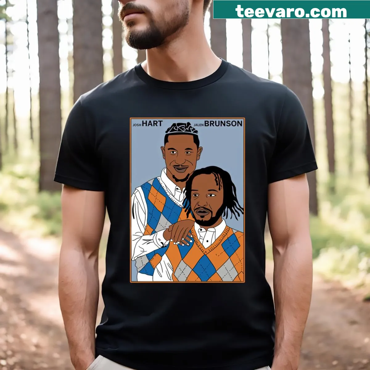 T-shirt featuring Josh Hart and Jalen Brunson with Step Brothers theme — on a men's t-shirt