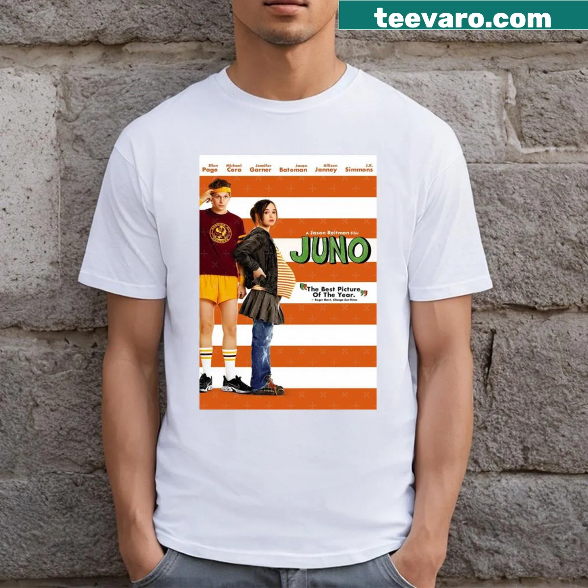 Illustrative graphic T-shirt inspired by the movie Juno. — on a men's t-shirt