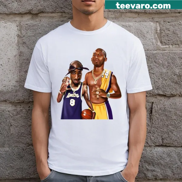 Vintage distressed T-shirt featuring Kobe Bryant and 2pac graphic