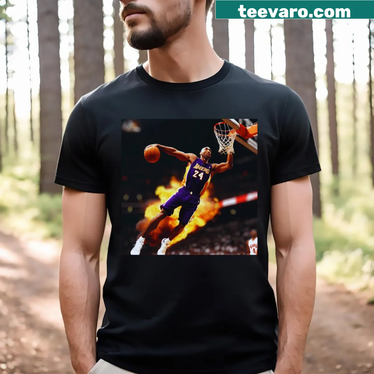 Illustrative T-shirt with bold Kobe Bryant 2024 graphic — on a men's t-shirt
