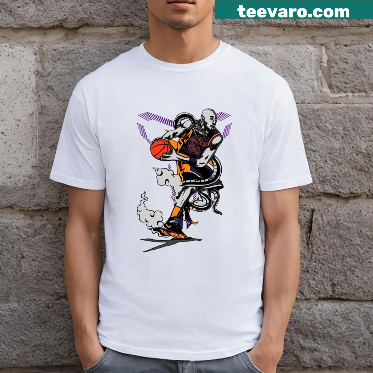 Vector art T-shirt featuring a striking design of Kobe Bryant — on a men's t-shirt