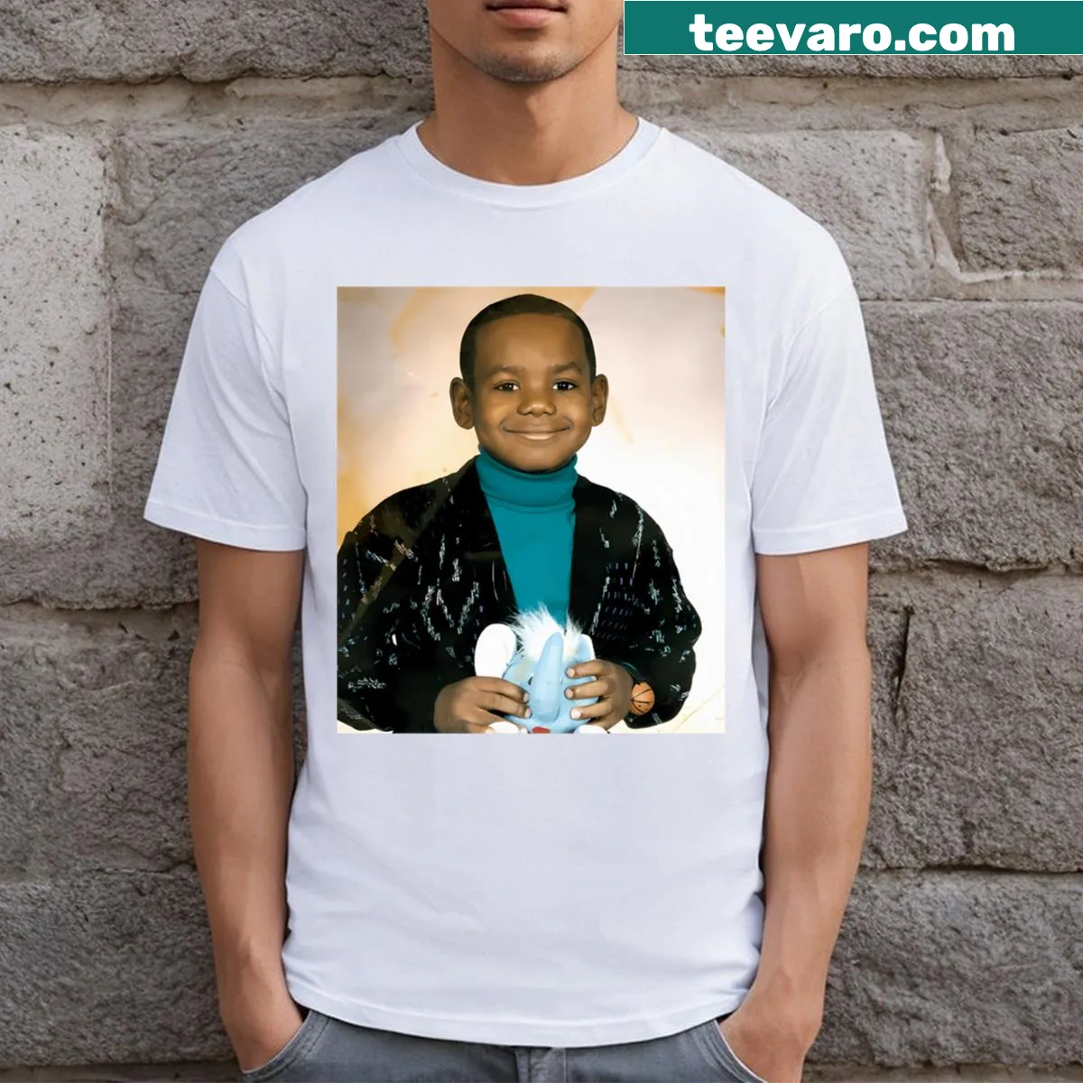Kid's T-shirt featuring Lebron James' name and graphic — on a men's t-shirt