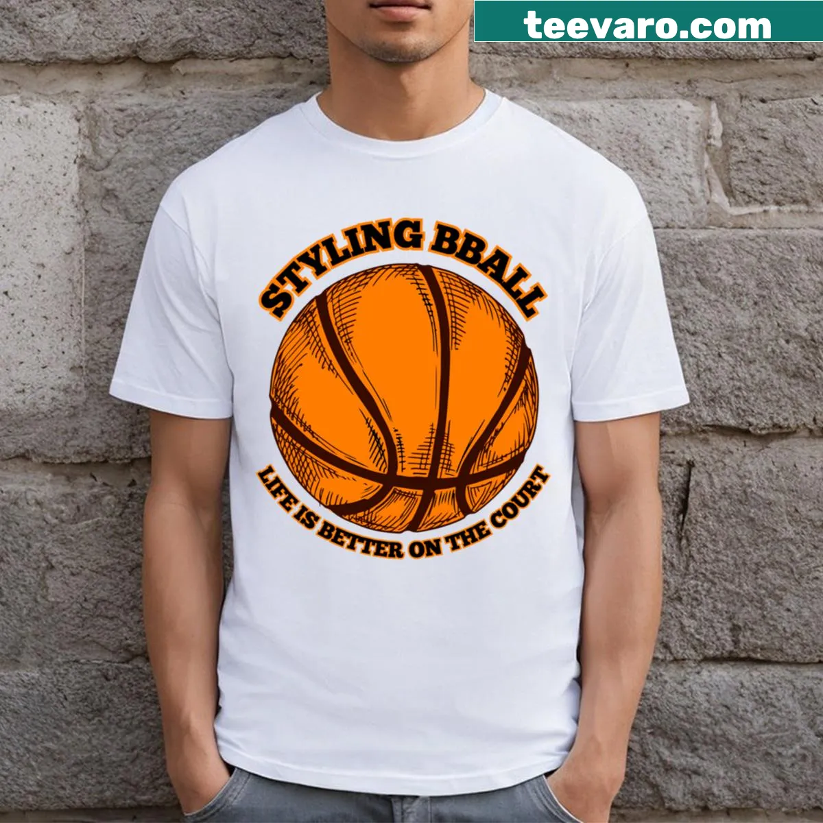 T-shirt with the phrase 'Life Is Better On The Court' — on a men's t-shirt