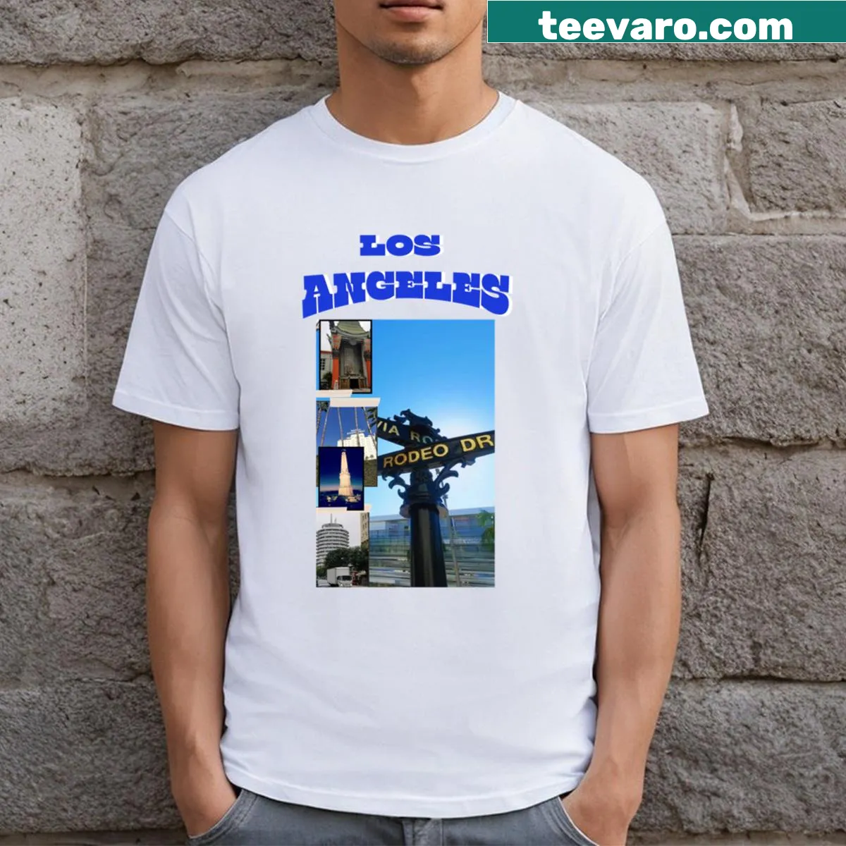 Beach-themed t-shirt inspired by coastal life in Los Angeles — on a men's t-shirt