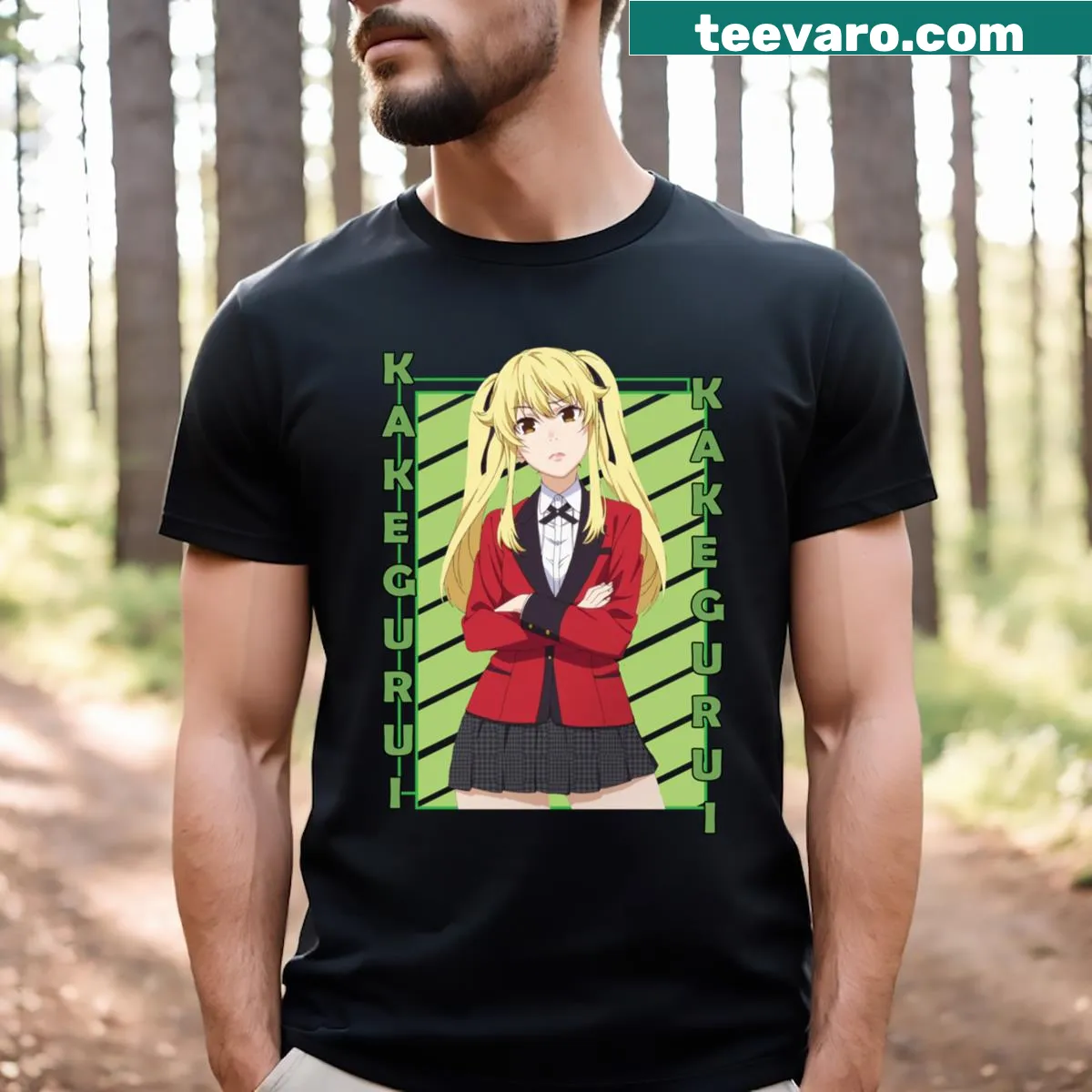 Mary Saotome T-shirt with playful stripe design — on a men's t-shirt