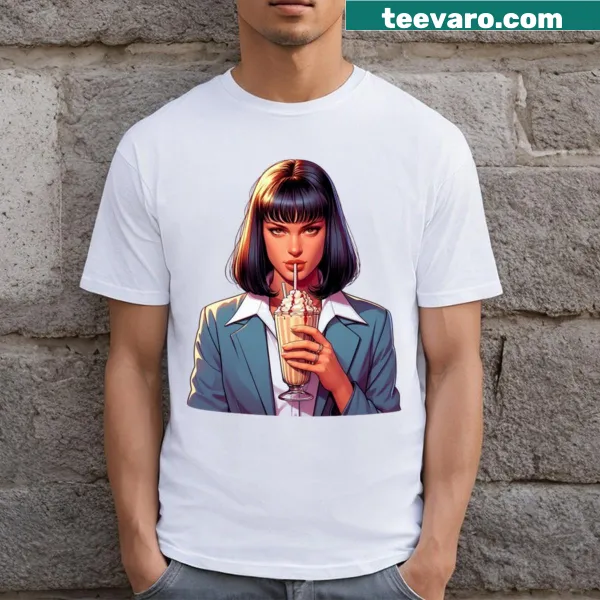 Mia Wallace fanart T-shirt from Pulp Fiction in 2D style