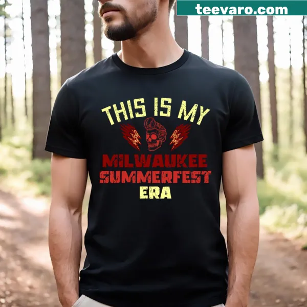 T-shirt featuring design celebrating Milwaukee Summerfest festival