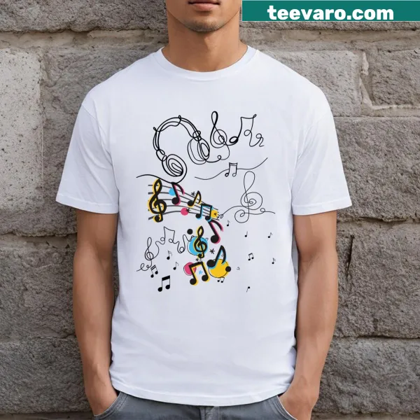 T-shirt with music inspired minimalist line art design