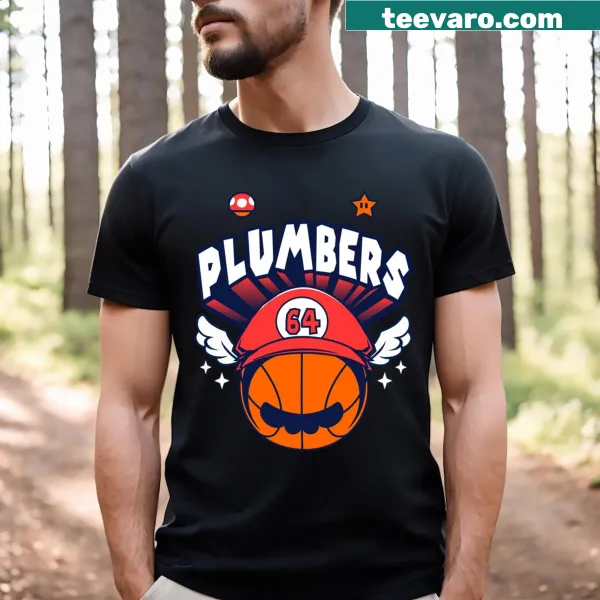 Jersey-style T-shirt honoring plumbers with emblematic design