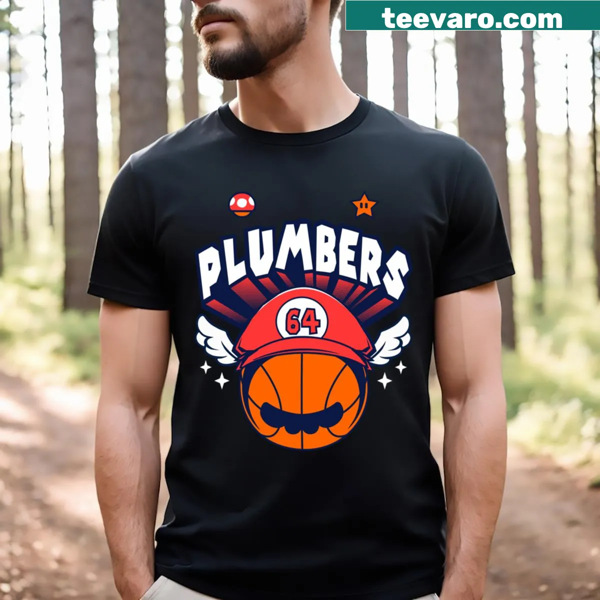 Jersey-style T-shirt honoring plumbers with emblematic design — on a men's t-shirt